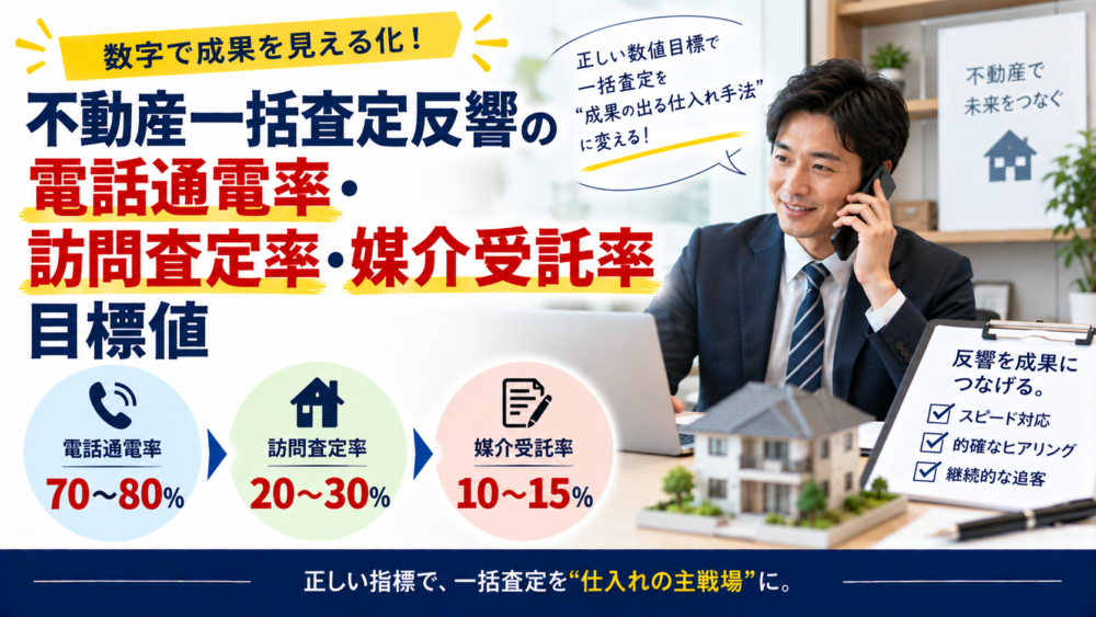 不動産一括査定反響の電話通電率・訪問査定率・媒介受託率目標値
