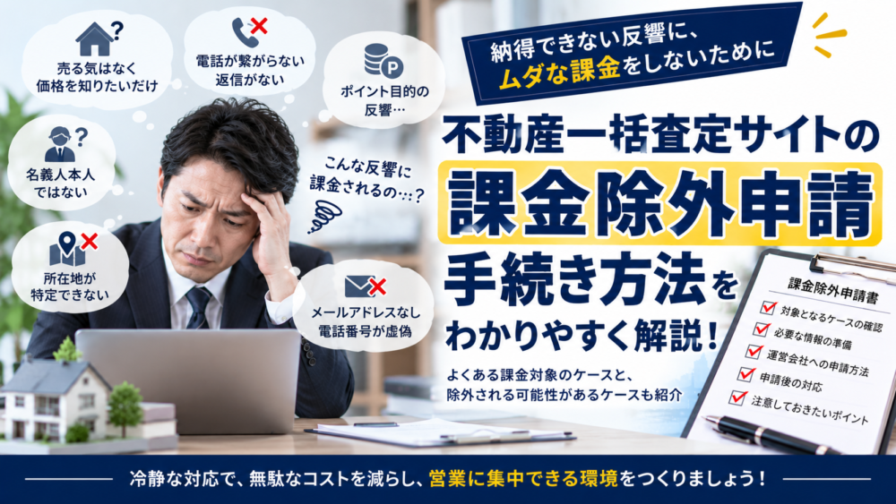 不動産一括査定サイトの課金除外申請手続方法をお調べのあなたへ