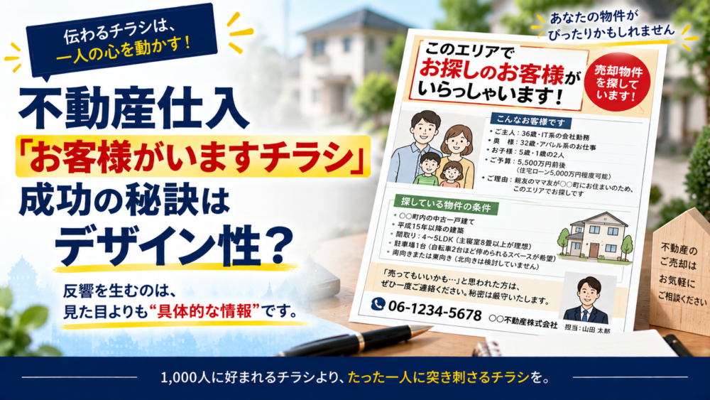 不動産仕入 「お客様がいますチラシ」成功の秘訣はデザイン性？