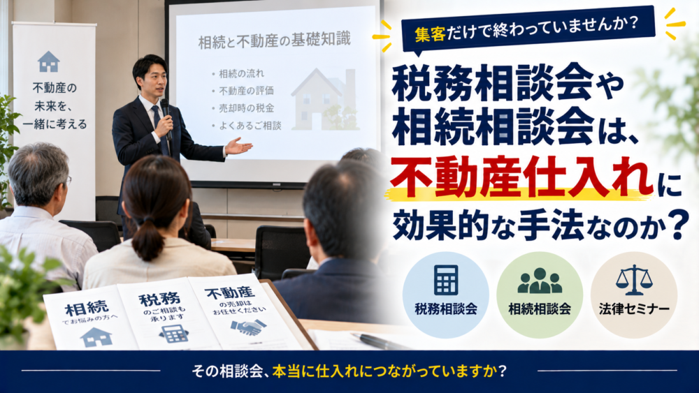 税務相談会や相続相談会は、不動産仕入れに効果的な手法なのか？