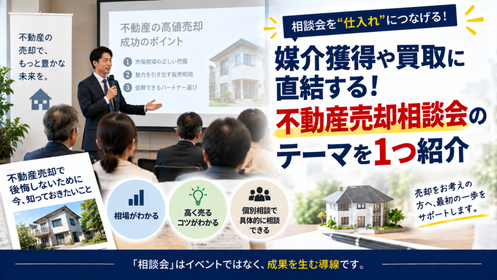 媒介獲得や買取に直結する！不動産売却相談会のテーマを１つ紹介