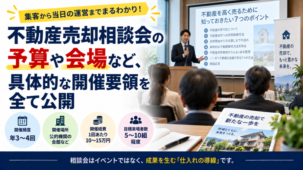 不動産売却相談会の予算や会場など、具体的な開催要領を全て公開